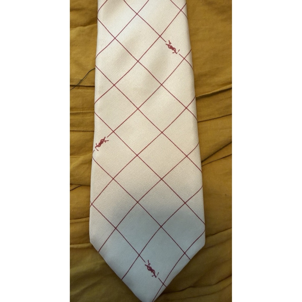 Y2K VINTAGE UNWORN Yves Saint Laurent YSL Silk WEDDING Tie Paris 3 1/4" X 58" - Picture 2 of 4